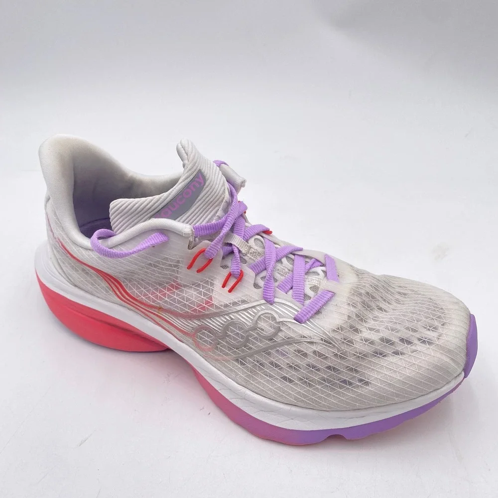 Saucony Kinvara 14 Running Shoes Women 8.5 White Pink Purple S11020-241 Athletic